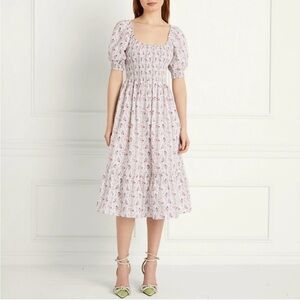 Hill House Louisa Nap Dress Pink Vine Stripe Size Small